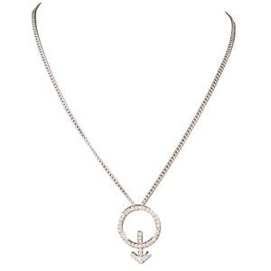 Sex Symbol Male Silver Toned Rhinestone Necklace and Pendant